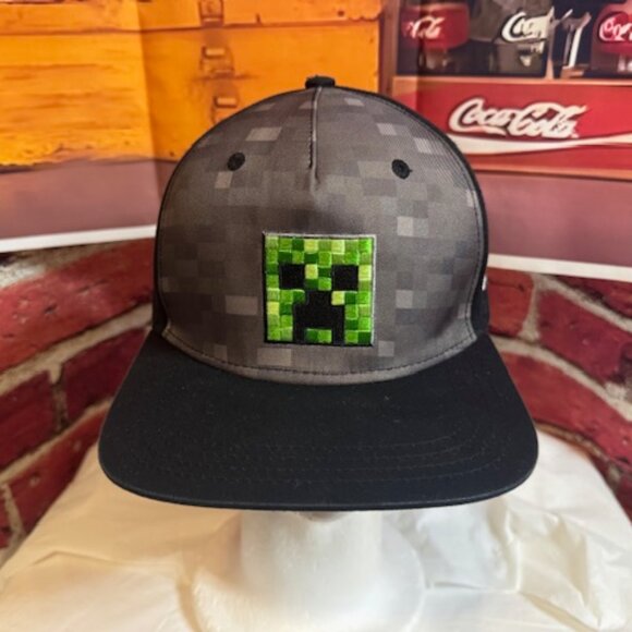 Minecraft Creeper Adult Teen Hat Cap Black Gray Snap Back - Picture 1 of 5
